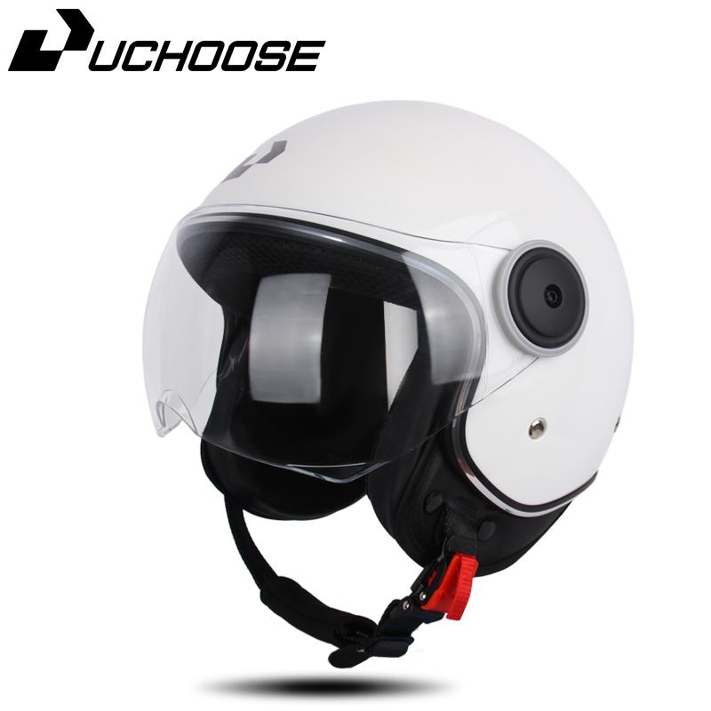 UCHOOSE 3/4 Open Face Motorcycle Helmets With For Men Women Vintage Moto Bike Cascos Scooter Protective Helmets