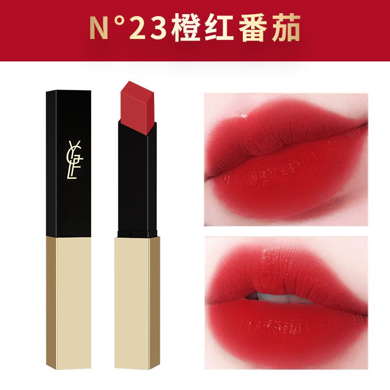 Small Gold Tube Thin Strip Lipstick Matte Velvet Matte Color Moisturizing Lipstick Retro Red
