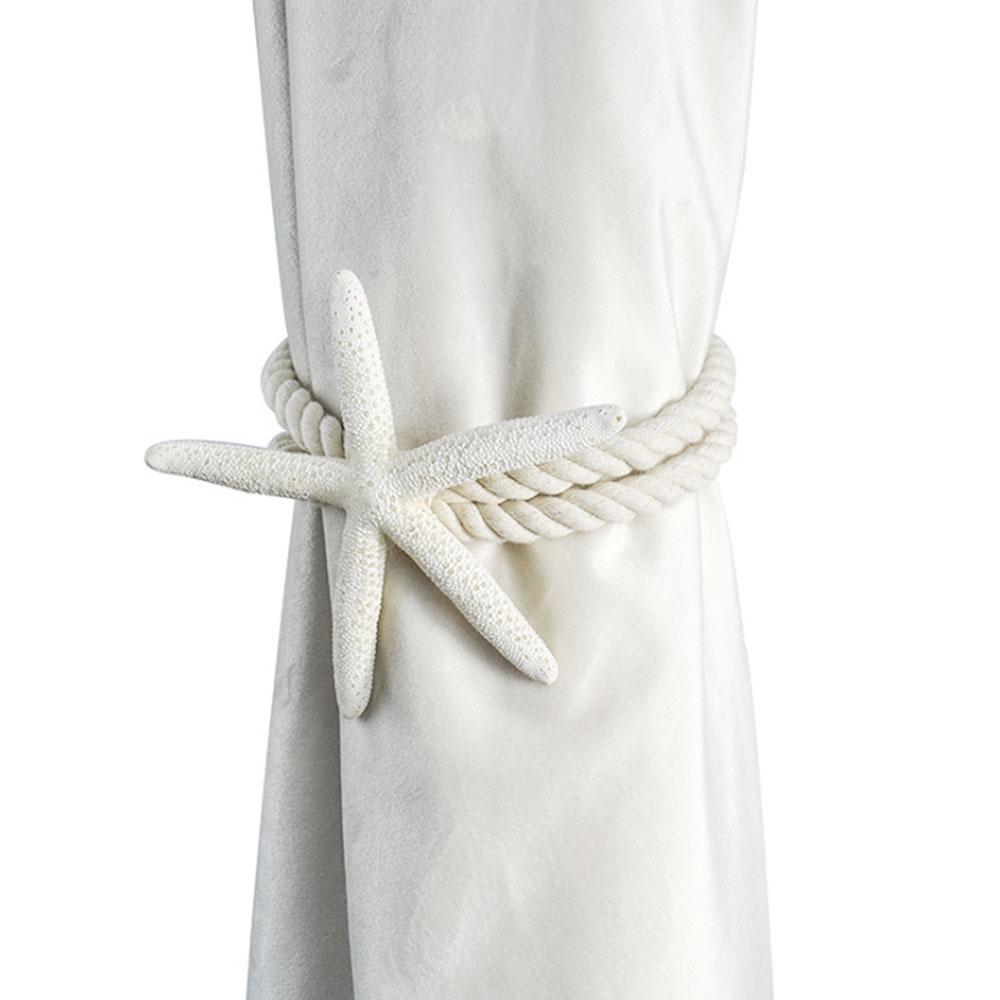 Rope Curtain Tiebacks Natural Starfish Drapery Holdbacks with Cotton Rope for Drapes Beach Themed