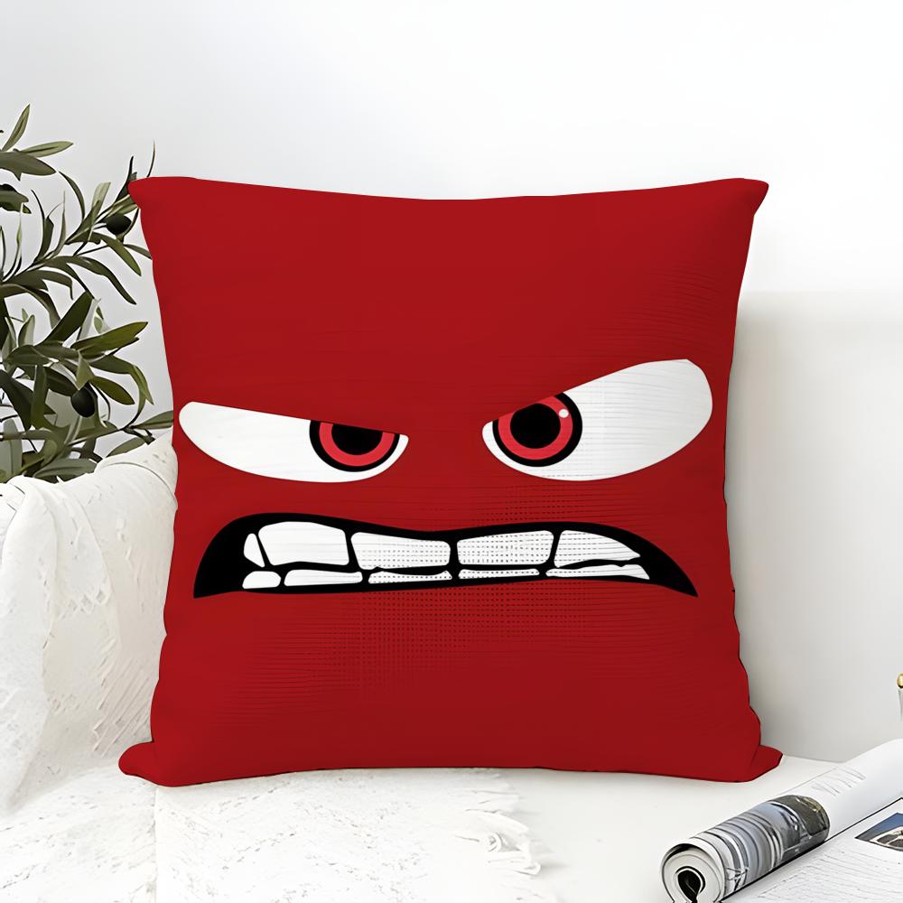Cartoon Expressions Of Angry Eyes 2 Pillow Case Cotton Linen Fabric Square Zipper Pillowcase Home Decorative Living Room
