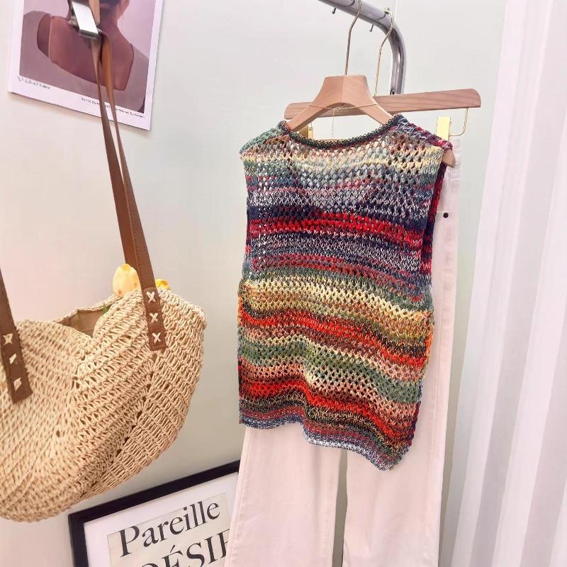 Vest Hollow I-shaped Suspender Knitted Vest Women's Summer Sleeveless Top