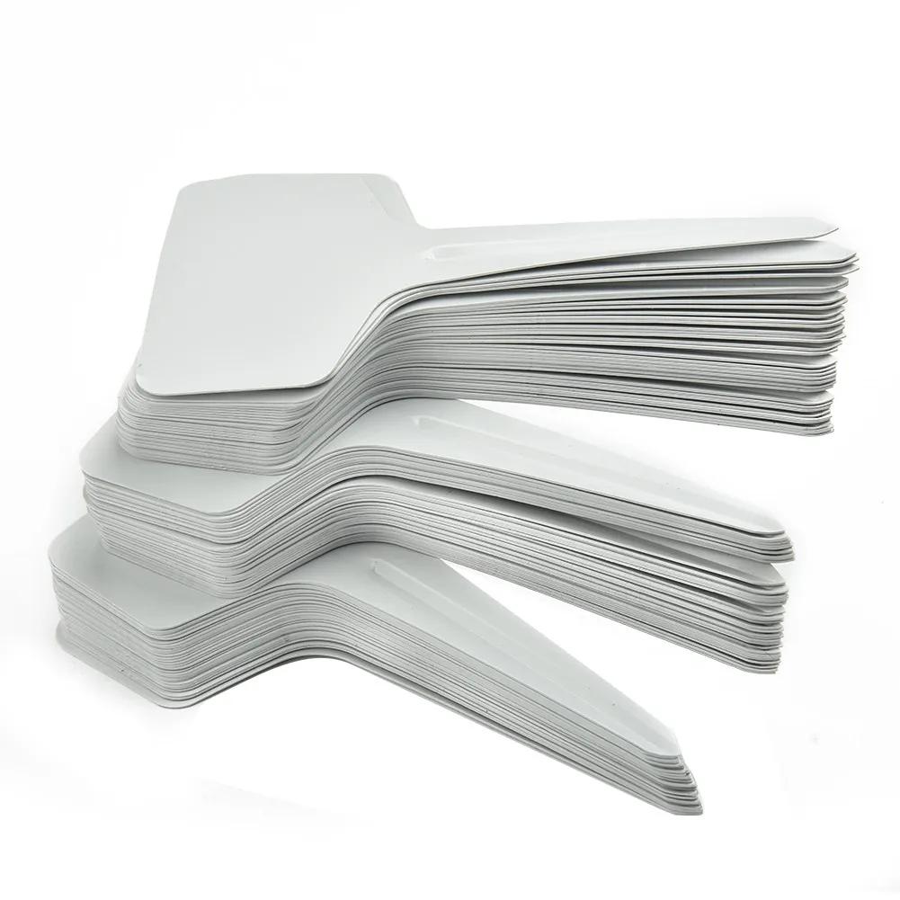 100PCS White Garden Labels Plant Waterproof Classification Sorting Sign Tag Ticket Plastic Writing Plate Board Plug In Card