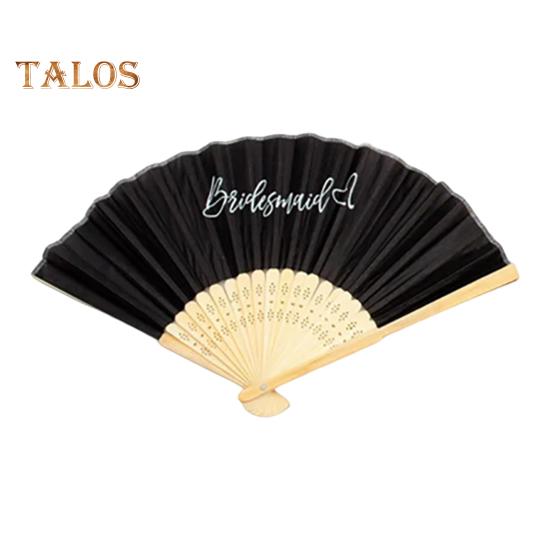 

Свадебный ручной веер для невесты и подружек невесты, мальчишника, принт с буквами в стиле ретро, прочный шарнир, легкий домашний декор, реквизит для фотосъемки чёрный