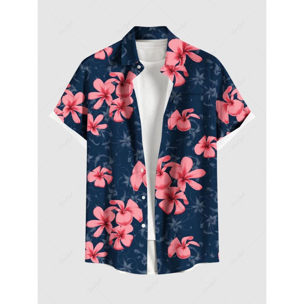 Summer Plus Size Men's Shirt 3D Print Hawaiian Shirts Button Up Beach n
