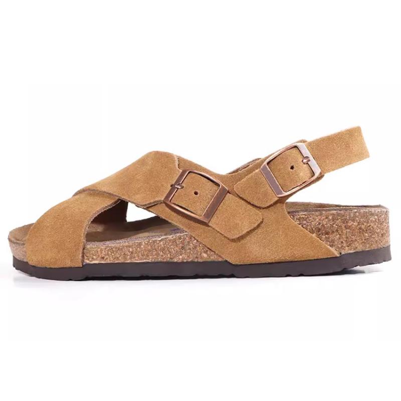 2024 2024 Women's Suede Mules Slippers Women Clogs Cork Insole Sandals with Arch Support Outdoor Beach Slides Summer Women Shoes