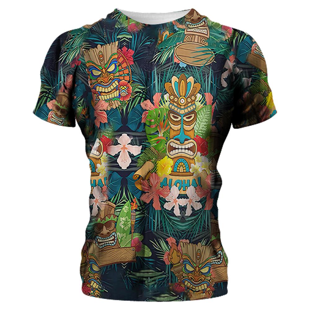 2023 Men T Shirts Loose Breathable 3d Print Trendy Cool Fashion Hawaiian T-shirts Beach Party Tops Short Sleeves Summer Clothing