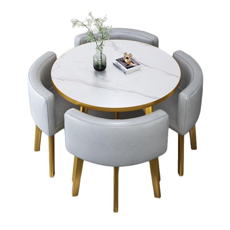 Modern Reception & Meeting Table Set: Office & Leisure Round or Square Dining Table with Chairs.