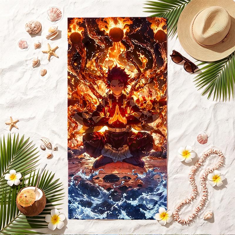 Demon Slayer Soft Beach Towel Stylish Beach Pool Towel for Summer Seaside Vacation Travel