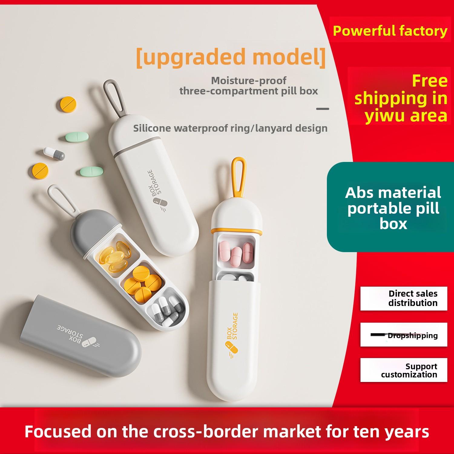 

Portable Pill Box Travel Size Medicine Organizer with Compartments for Elderly, Personal Medication Storage білий