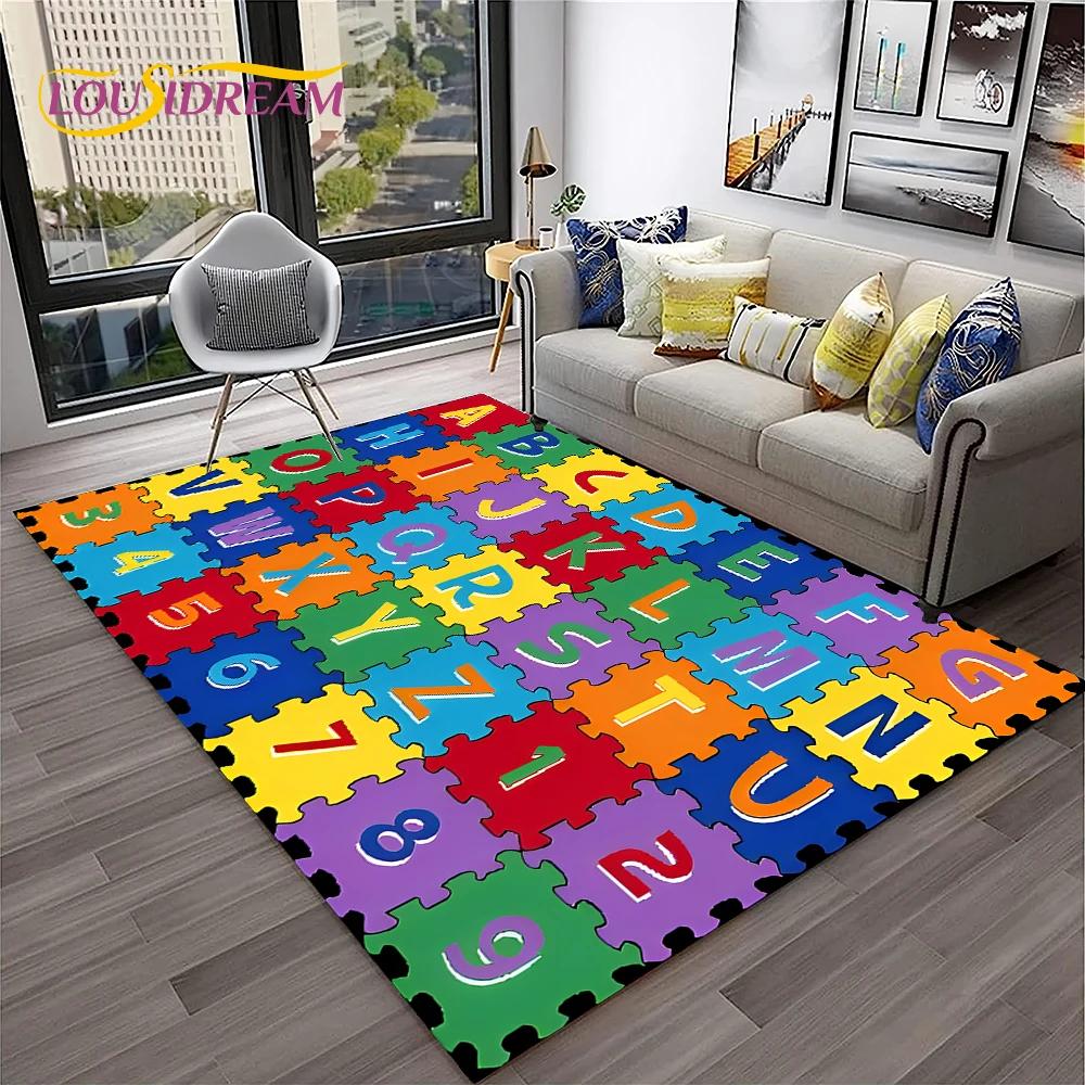 Alphabet ABC Early Education Cartoon Children Crawling Carpet Rug for Bedroom Living Room Sofa Decoration,Large Decor Floor Mat