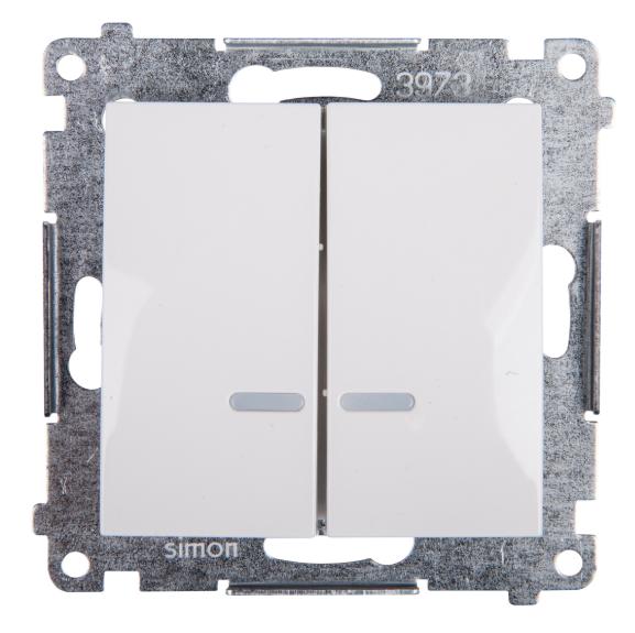 Simon 54 Splashproof Candle Switch Ip44 With Illuminated, Quick Connectors, White Dw5Bl.01/11