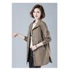 Herbst Neu Mittellanger Windbreaker Revers Langarm Vielseitige Strickjacke Unifarben Temperament Knopf Dünne Jacke