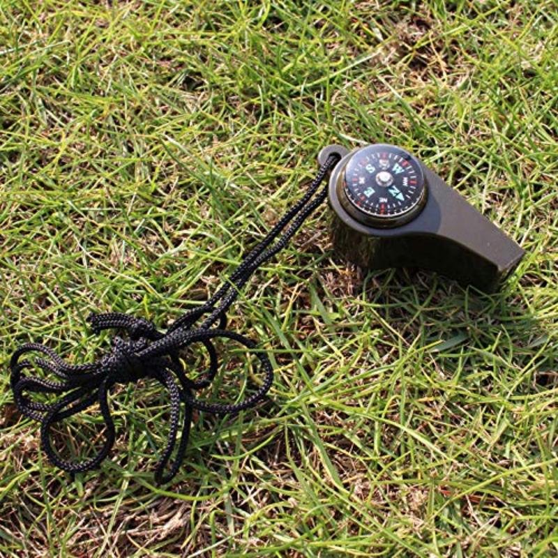 3-in-1 Survival Whistle with Compass and Thermometer Outdoor Camping and Hiking Safety Equipment