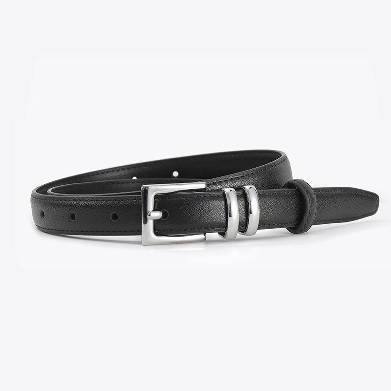 Women'S Leather Belt Design Sense Niche Trend Personalized Thin Belt High-End Belt