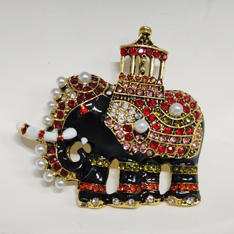 Enamel Elephant Brooch Animal Anti-exposure Women's Pin Stylish New Men's Suit Brooch Accessories