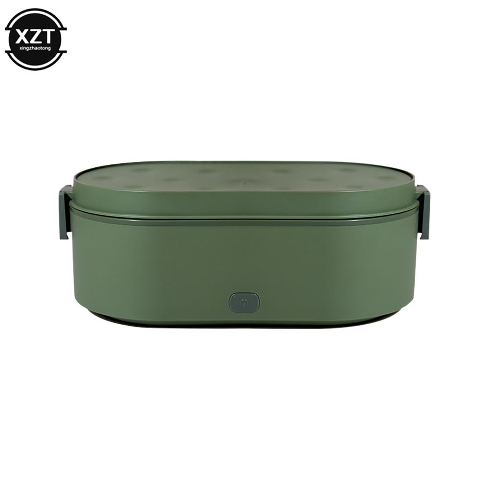 

USB электрические подогреваемые ланч-боксы из нержавеющей стали 304 портативный подогреватель пищи с 2 контейнерами подогреваемая рисоварка для обеда для автомобиля и дома зелёный