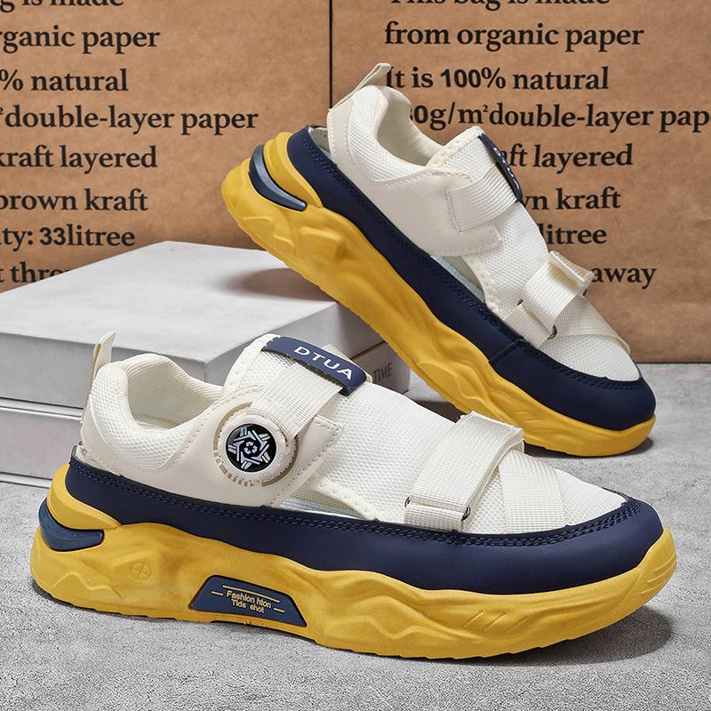 Outdoor Men's Sandals Fashion Mesh Men Casual Shoes Summer Non-slip Beach Shoes Hollow Breathable Lightweight Walking Sneakers