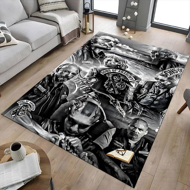 1pc Sons of Anarchy Themed Office Carpet Chair Mats - Durable Polyester Rug for Home Theater, Office, Dorm Room Decor - tA70