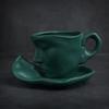 European style bar creative gift sculpture couple mug exquisite matte ceramic coffee cup and saucer set