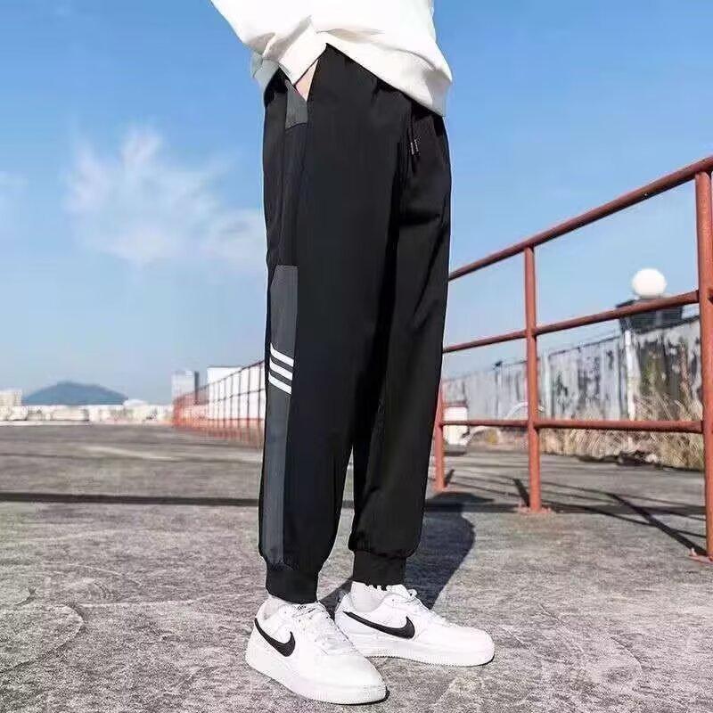 

Новые свободные повседневные брюки мужские трендовые универсальные брюки летние тонкие подвесные брюки-палаццо 5XL чёрный