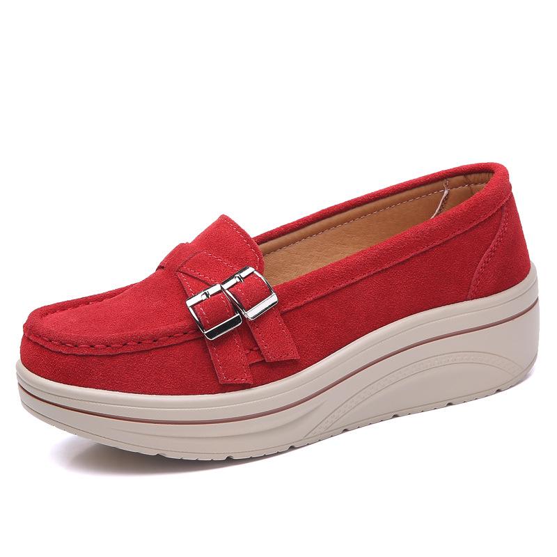 Lace-up Women Platform Shoes Fashion Wedge Heels Leather Casual Walking Shoes Elegant Working Shoes Loafers for Mother