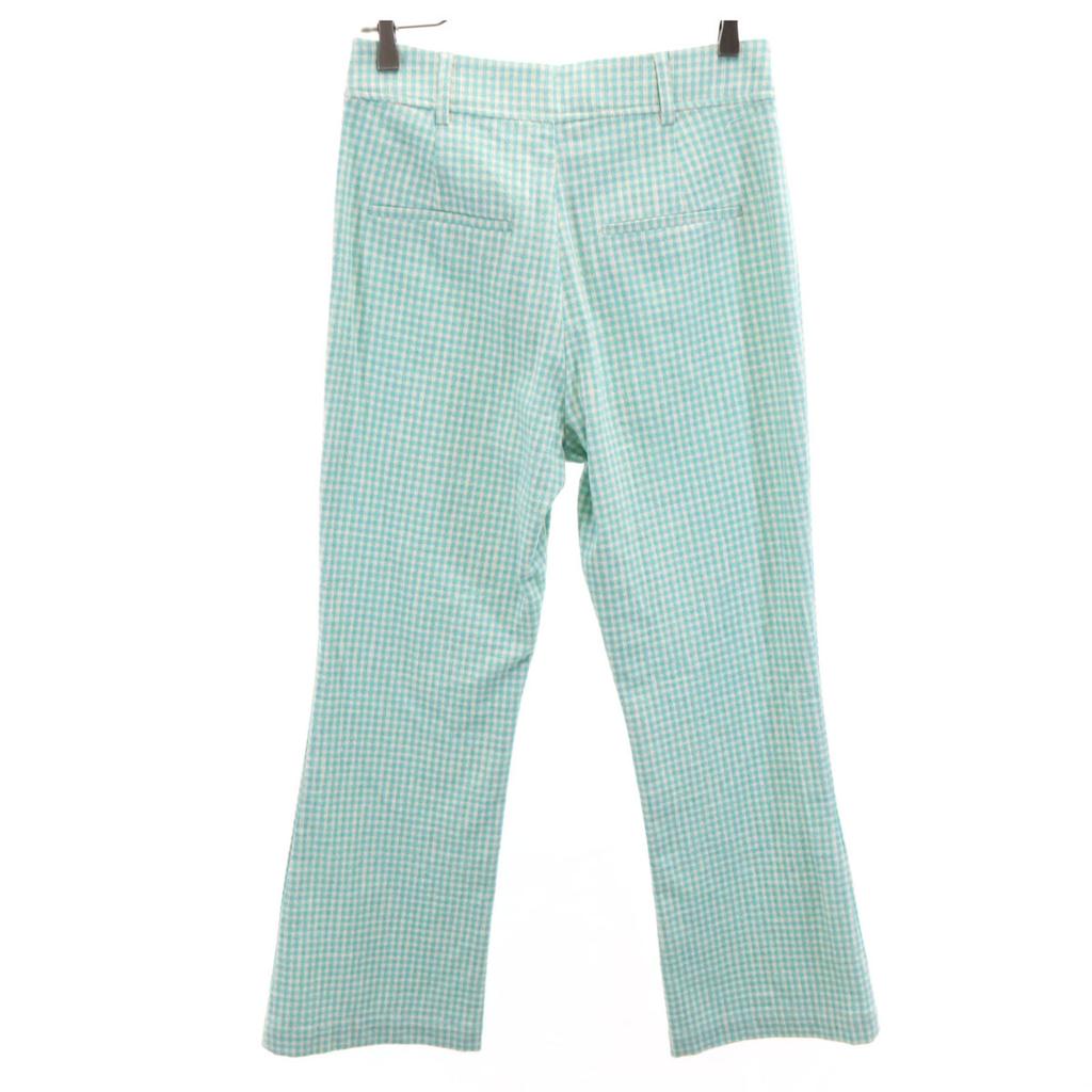 Unused ZARA Gingham Check Pattern Flare Pants M Mint Green Women Used