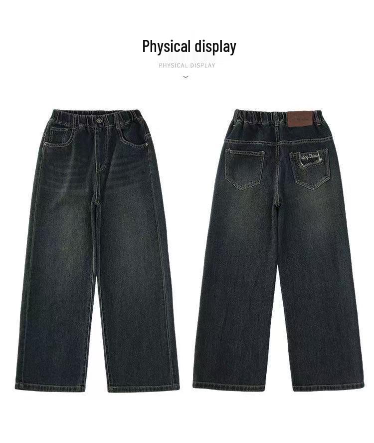 Dámské džíny širokého střihu v korejském stylu - Módní, Volné, Trendy, Jarní/Podzimní oblečení