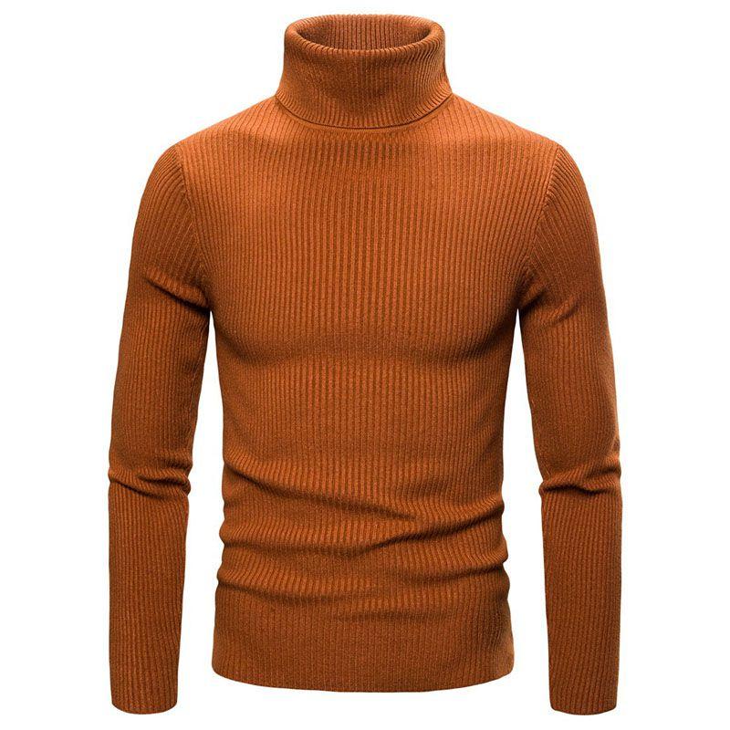 Men's Long Sleeve Solid T Shirt Cozy High Neck Turtleneck Pullover Sweater Top Ideal For Cool Days