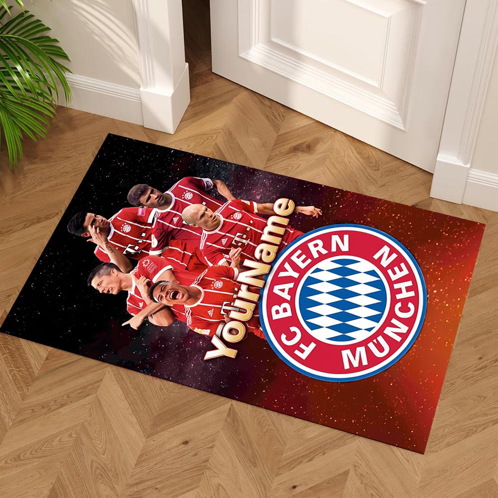 Bayern Munich Customize Your Name Carpet Design for Playrooms Entryway Bedrooms Study room Antislip Carpet Anime Office Decor Birthday/Christmas Gift