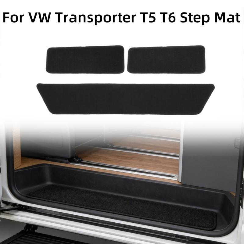 Conjunto de 3 Tapetes de Degrau Para VW Transporter T5 T6 Preto Antiderrapante Tapetes de Porta Para Campervan Porta Deslizante & Porta do Condutor & Passageiro