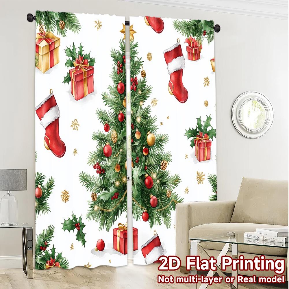 2pcs,Curtains Christmas Tree Ornaments Holiday Gifts Popular Fashionable Curtains Versatile 100% Polyester Curtains Versatile