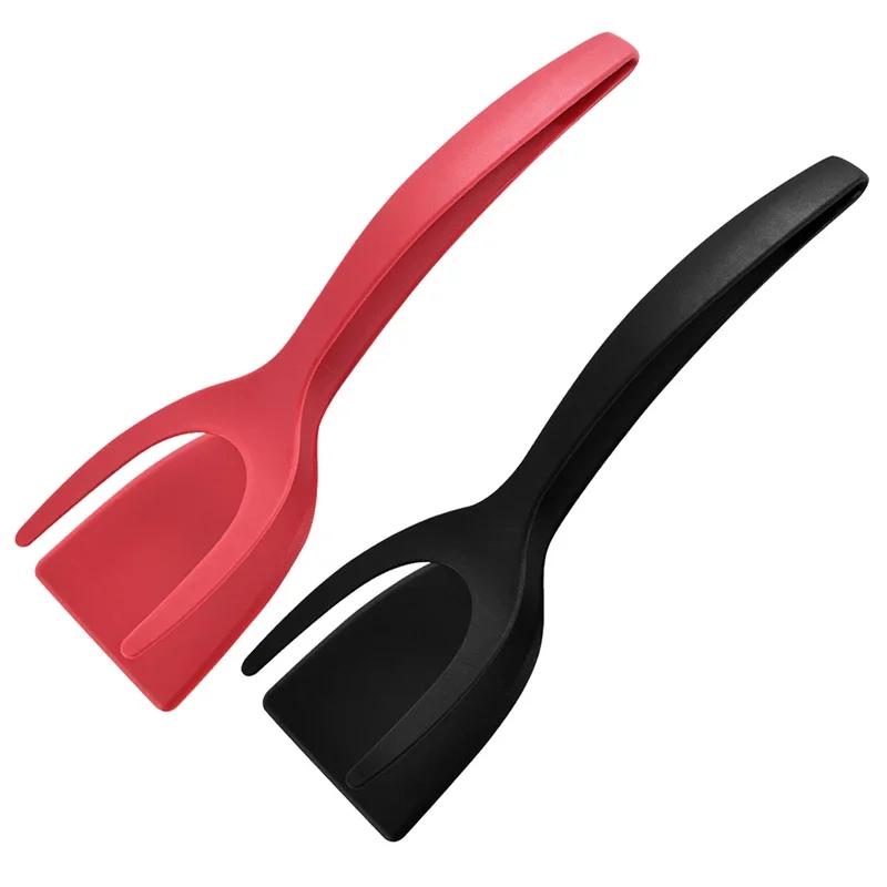 2 In 1 Grip Flip Tongs Egg Spatula Egg Flipper Frying Turning Grilling Kitchen Cooking Tool For Omelette Pancake Gadgets Cooking