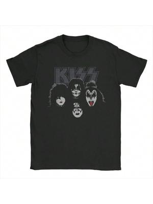 Ανδρικά T-Shirts Συγκροτήματος KISS 100% Βαμβακερά Ρούχα Φοβερό κοντομάνικο T-Shirt με στρογγυλή λαιμόκοψη Μεγέθη Plus