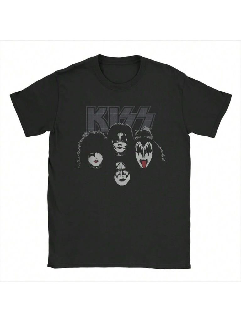 Men's KISS Band T Shirts 100% Cotton Clothing Awesome Short Sleeve O Neck Tee Shirt Plus Size T-Shirts