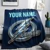 Custom Name,Tampa Bay Lightning Printed Flannel Blanket, soft throw for bedroom sofa, washable, Christmas present, great gift.
