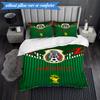 3PCS Mexico Football Team Emblem Printed Soft Bedding Set,Including 1pc Duvet Cover And 2pcs Pillowcases Perfect for Bedroom, Dormitory, Fan Gift