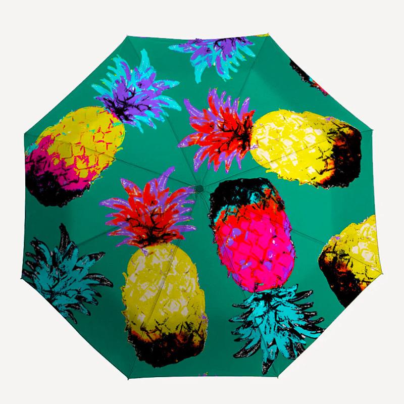 1pc Pineapple Pattern Automatic Opening/Closing Umbrella with Operation & Windproof Canopy - Folding Design, Holiday Gift yy260225146