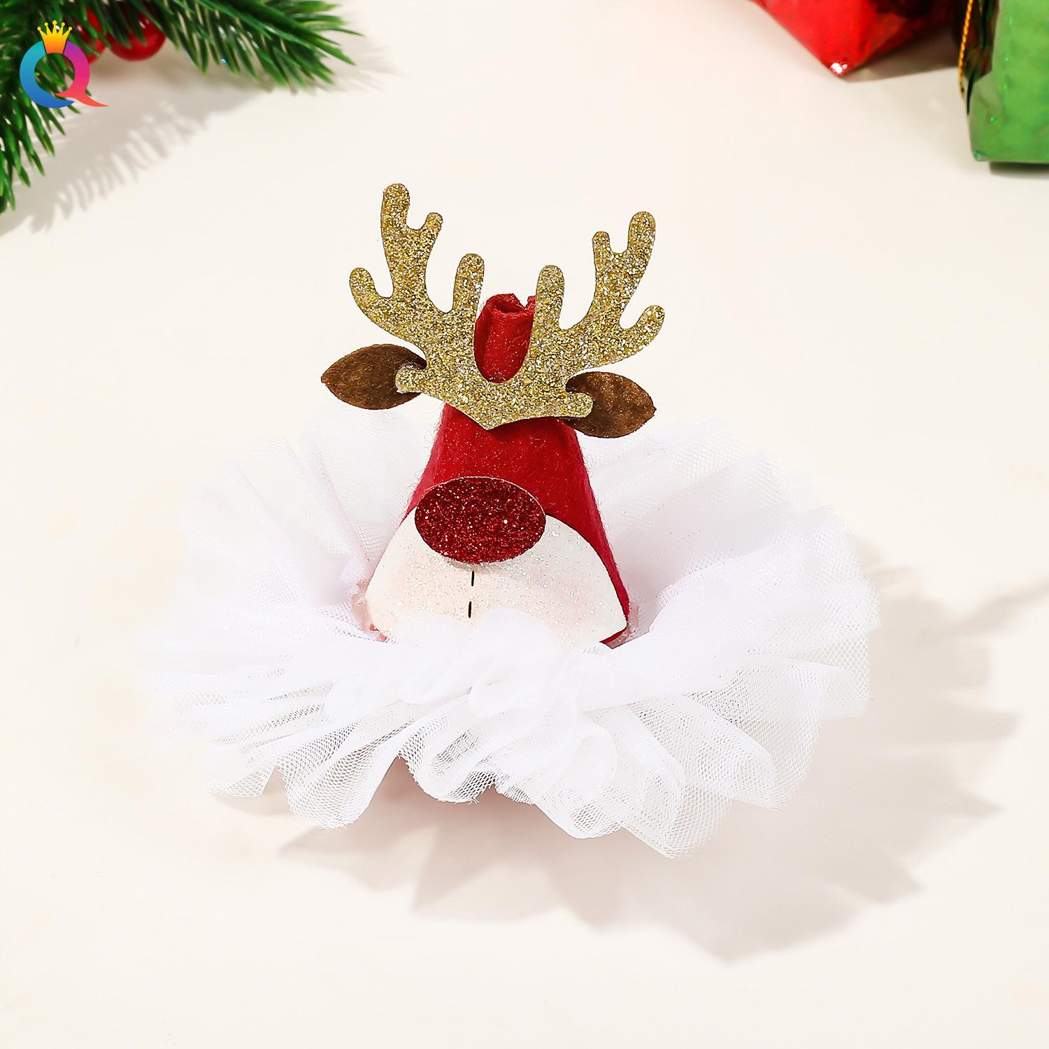

Vivid Red Christmas Reindeer Bow Hair Clip - Cute Women s Duckbill Hairpin