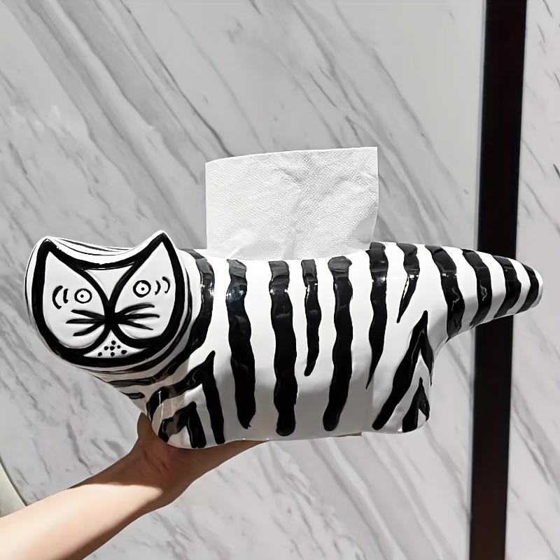 1p Striped Cat Decorative Paper Storage Organizer,Ideal for Living Room, Dining Table, Coffee Table, TV Cabinet Center Decoration, Bedroom Home Decor