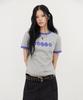 Tonilolenseu [W] Symbol Logo Applique Ringer T-Shirt Melange Grey