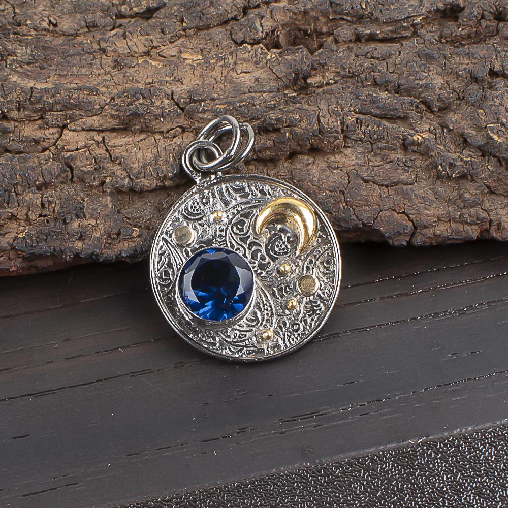 London Blue Topaz Pendant, 925 Solid Sterling Silver Gemstone Jewelry, Handmade Pendant, For Thanksgiving