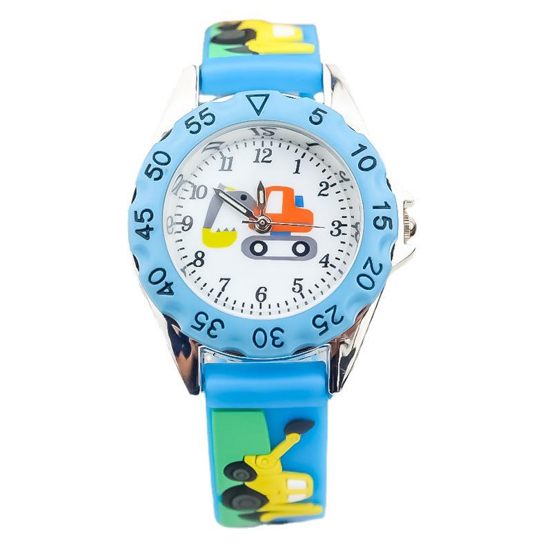 3D Cartoon Excavator Quartz Digital Watch for Kids