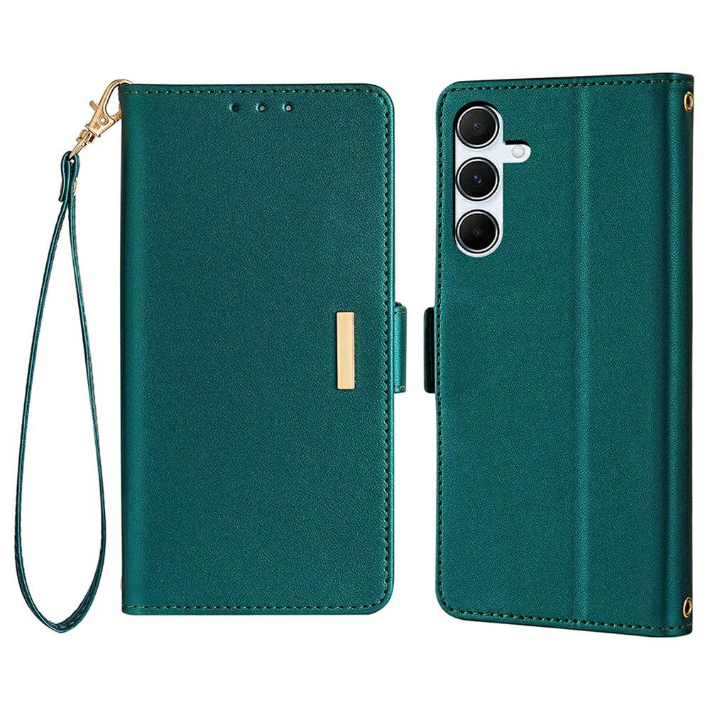 

For Samsung Galaxy A56 5G Leather Wallet Case RFID Blocking Stand Cover with Hand Strap Green