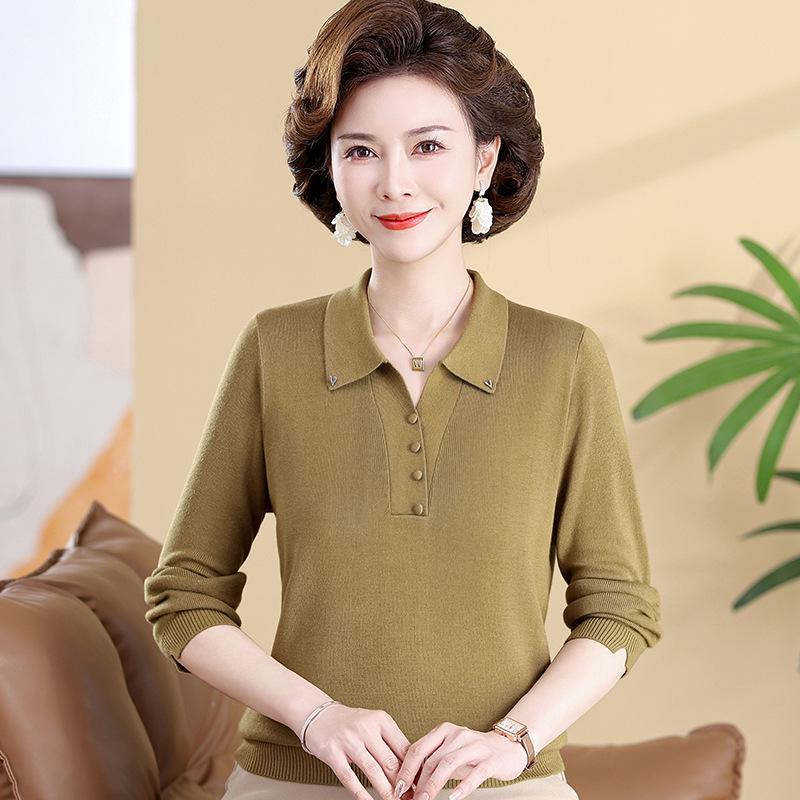 

Stylish Spring/Autumn Long-Sleeve Wool Knitwear for Middle-Aged and Elderly Mothers L (for 105-120jin) коричневый