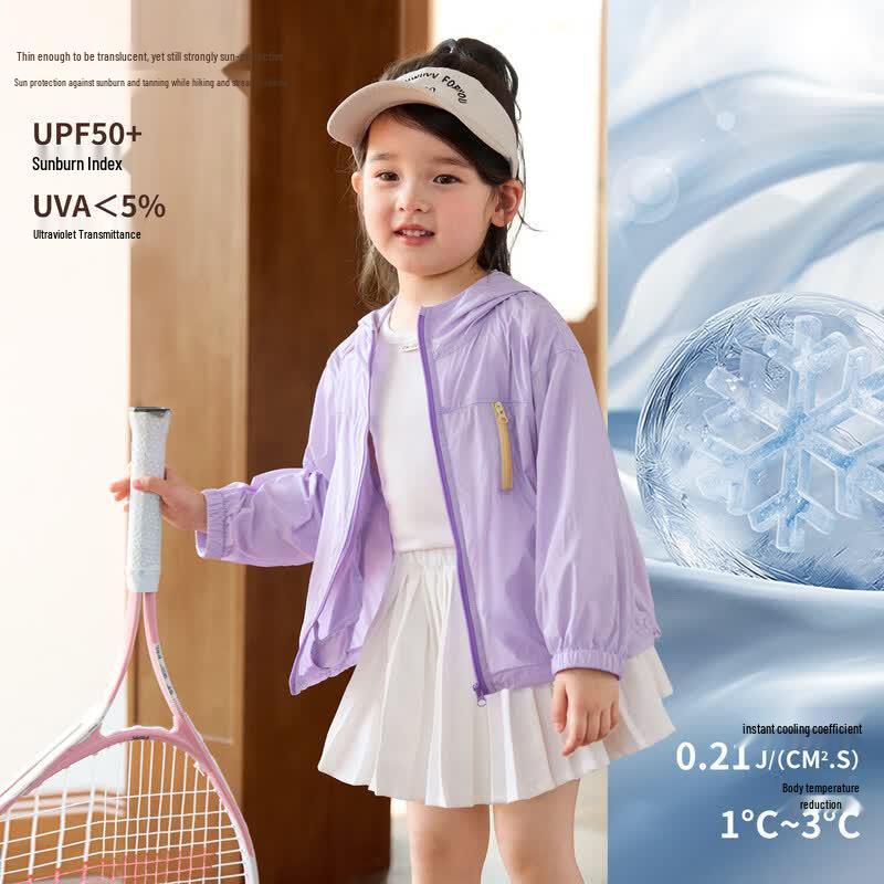 LUSON Girls  UPF50+ Hooded Sun Protection Jacket 110