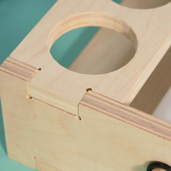 Wooden Paper Dispenser Desktop Paper Roll Holder Drawing Paper Roll Organizer with Pen Holder for School Art Studio Home