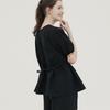 CHIQUITA Cotton Seersucker Blouse + Belt Black 250711Bk