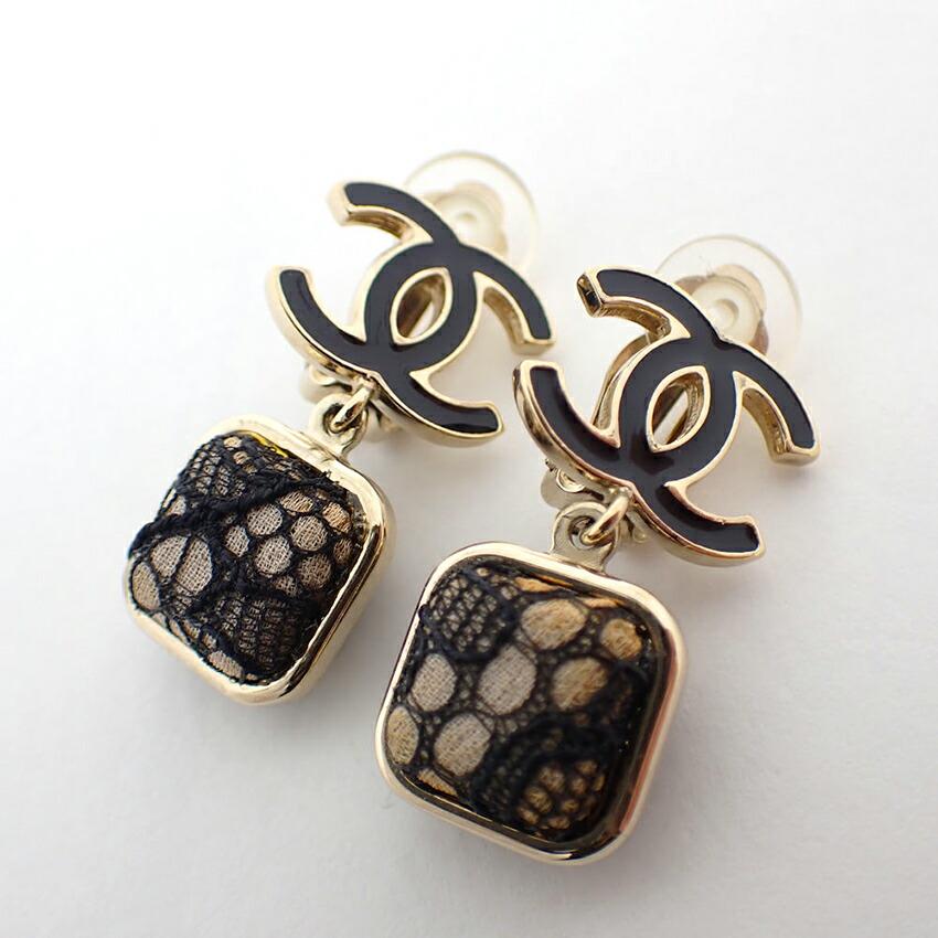 [Pre-owned] CHANEL Coco Mark Lace Earrings/j36-2