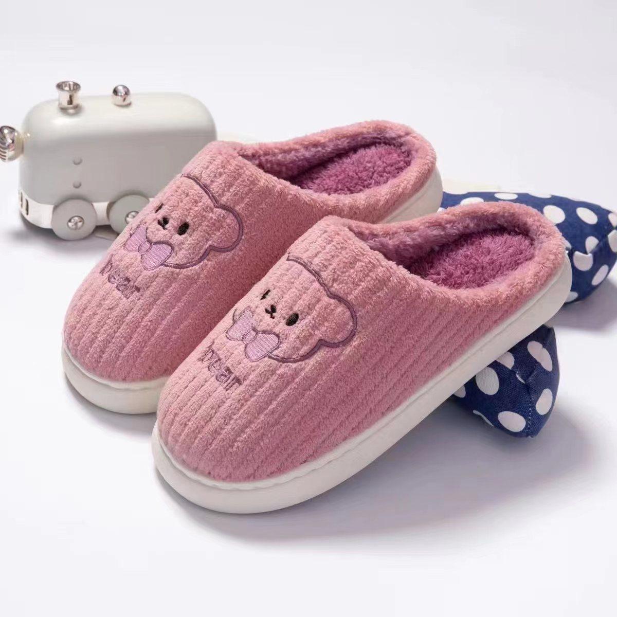 

Осень и зима новые мужские и женские одинаковые хлопковые тапочки для дома, комнатные хлопковые туфли, нескользящая мягкая подошва, удобные плюшевые тапочки 38-39