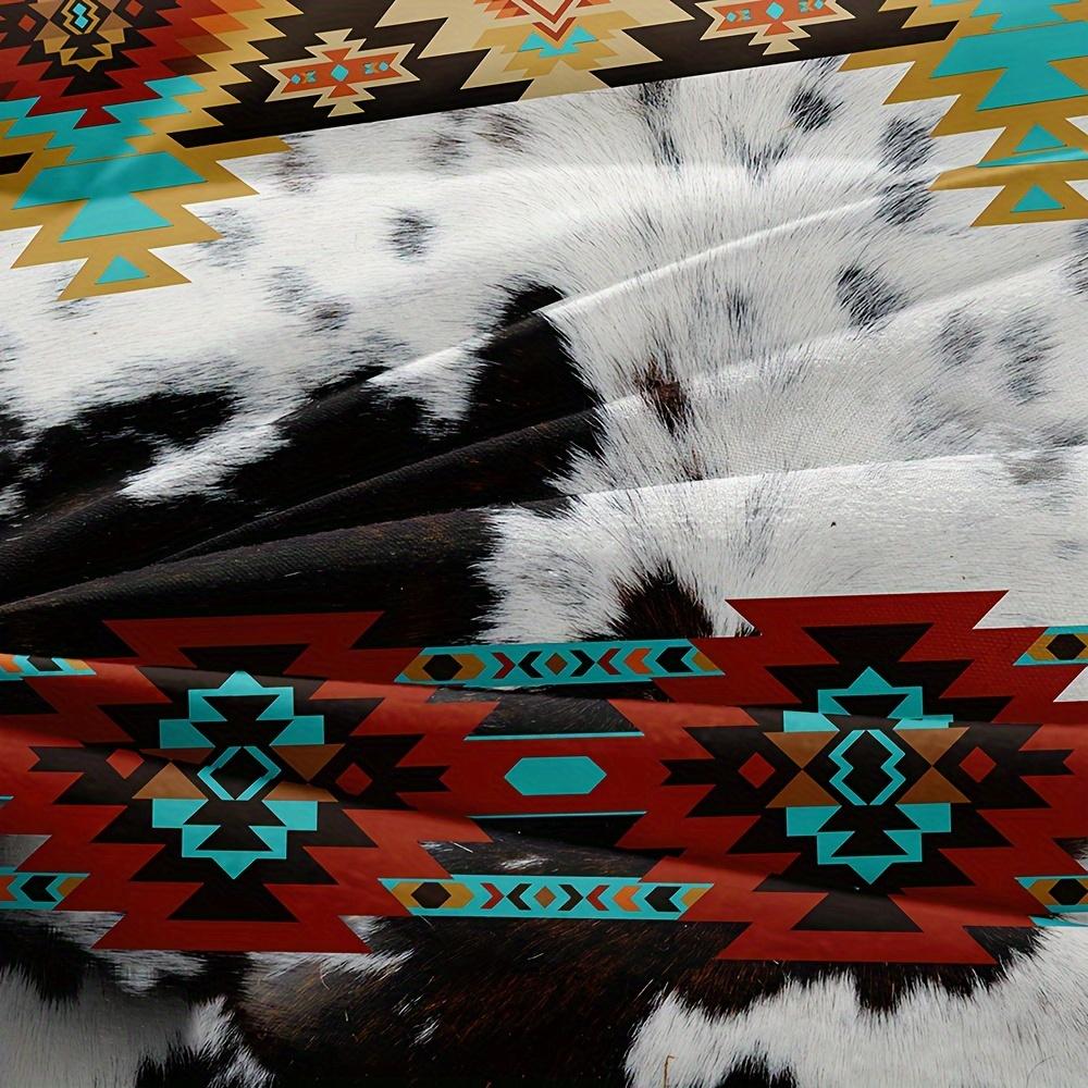Duvet Cover Set (1*Duvet Cover + 2*Pillowcase) Ethnic Style Cow Print Bedding Set Soft Comfortable Duvet Cover For Bedroom